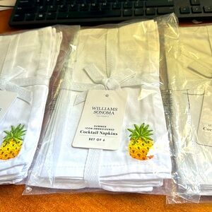 NEW Williams Sonoma Summer Icon Embroidered Cocktail Napkins